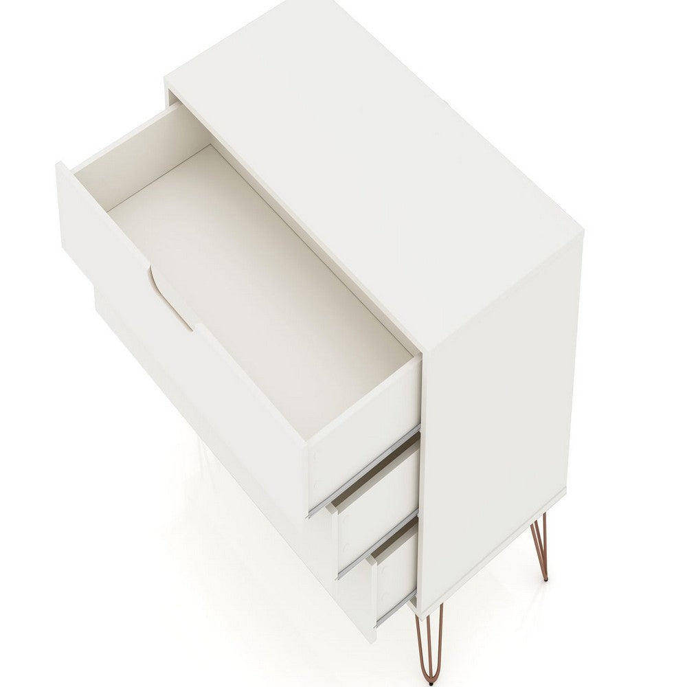 Rockefeller Mic Century- Modern Dresser and Nightstand with Drawers- Set of 2 in White MHC-104GMC1