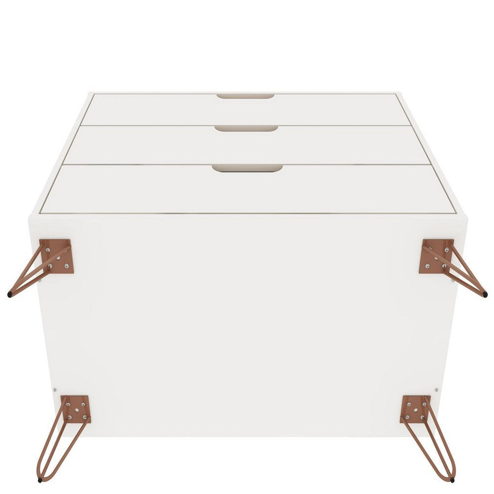 Rockefeller Mic Century- Modern Dresser and Nightstand with Drawers- Set of 2 in White MHC-104GMC1
