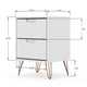 Rockefeller Mic Century- Modern Dresser and Nightstand with Drawers- Set of 2 in White MHC-104GMC1