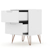 Rockefeller Mic Century- Modern Dresser and Nightstand with Drawers- Set of 2 in White MHC-104GMC1