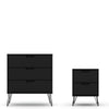 Rockefeller Mic Century- Modern Dresser and Nightstand with Drawers- Set of 2 in Black