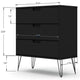 Rockefeller Mic Century- Modern Dresser and Nightstand with Drawers- Set of 2 in Black MHC-104GMC2