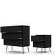 Rockefeller Mic Century- Modern Dresser and Nightstand with Drawers- Set of 2 in Black MHC-104GMC2