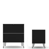 Rockefeller Mic Century- Modern Dresser and Nightstand with Drawers- Set of 2 in Black MHC-104GMC2