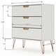 Rockefeller Mic Century- Modern Dresser and Nightstand with Drawers- Set of 2 in Off White and Nature MHC-104GMC3
