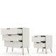 Rockefeller Mic Century- Modern Dresser and Nightstand with Drawers- Set of 2 in Off White and Nature MHC-104GMC3