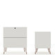 Rockefeller Mic Century- Modern Dresser and Nightstand with Drawers- Set of 2 in Off White and Nature MHC-104GMC3