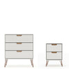 Rockefeller Mic Century- Modern Dresser and Nightstand with Drawers- Set of 2 in Off White and Nature