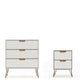 Rockefeller Mic Century- Modern Dresser and Nightstand with Drawers- Set of 2 in Off White and Nature