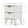 Rockefeller Mic Century- Modern Dresser and Nightstand with Drawers- Set of 2 in Off White and Nature MHC-104GMC3