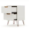 Rockefeller Mic Century- Modern Dresser and Nightstand with Drawers- Set of 2 in Off White and Nature MHC-104GMC3
