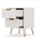 Rockefeller Mic Century- Modern Dresser and Nightstand with Drawers- Set of 2 in Off White and Nature MHC-104GMC3