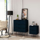 Rockefeller Mic Century- Modern Dresser and Nightstand with Drawers- Set of 2 in Tatiana Midnight Blue