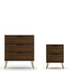 Rockefeller Mic Century- Modern Dresser and Nightstand with Drawers- Set of 2 in Brown