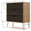 Rockefeller Mic Century- Modern Dresser and Nightstand with Drawers- Set of 2 in Nature and Textured Grey MHC-104GMC7