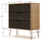 Rockefeller Mic Century- Modern Dresser and Nightstand with Drawers- Set of 2 in Nature and Textured Grey MHC-104GMC7