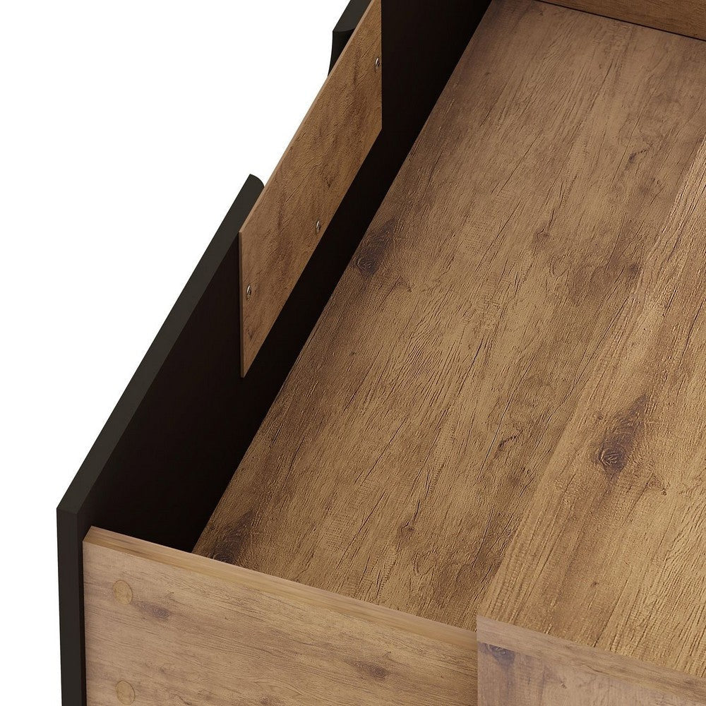 Rockefeller Mic Century- Modern Dresser and Nightstand with Drawers- Set of 2 in Nature and Textured Grey MHC-104GMC7