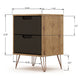 Rockefeller Mic Century- Modern Dresser and Nightstand with Drawers- Set of 2 in Nature and Textured Grey MHC-104GMC7
