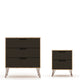Rockefeller Mic Century- Modern Dresser and Nightstand with Drawers- Set of 2 in Nature and Textured Grey
