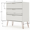 Rockefeller Mic Century- Modern Dresser and Nightstand with Drawers- Set of 2 in Off White MHC-104GMC8