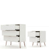 Rockefeller Mic Century- Modern Dresser and Nightstand with Drawers- Set of 2 in Off White MHC-104GMC8