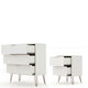 Rockefeller Mic Century- Modern Dresser and Nightstand with Drawers- Set of 2 in Off White MHC-104GMC8