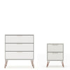 Rockefeller Mic Century- Modern Dresser and Nightstand with Drawers- Set of 2 in Off White
