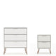 Rockefeller Mic Century- Modern Dresser and Nightstand with Drawers- Set of 2 in Off White