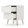 Rockefeller Mic Century- Modern Dresser and Nightstand with Drawers- Set of 2 in Off White MHC-104GMC8