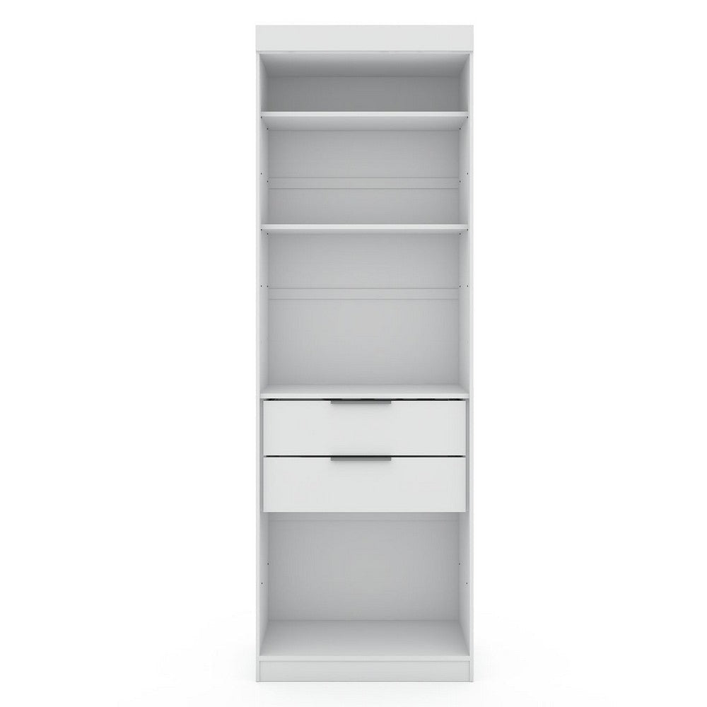 Mulberry Open 1 Sectional Modern Armoire Wardrobe Closet with 2 Drawers in White