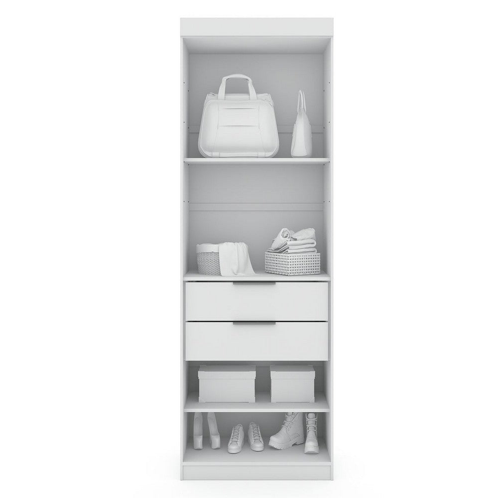 Mulberry Open 1 Sectional Modern Armoire Wardrobe Closet with 2 Drawers in White MHC-109GMC1