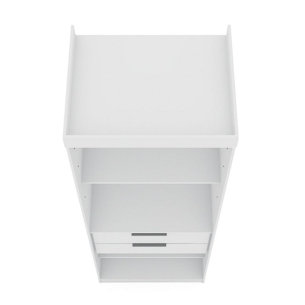 Mulberry Open 1 Sectional Modern Armoire Wardrobe Closet with 2 Drawers in White MHC-109GMC1