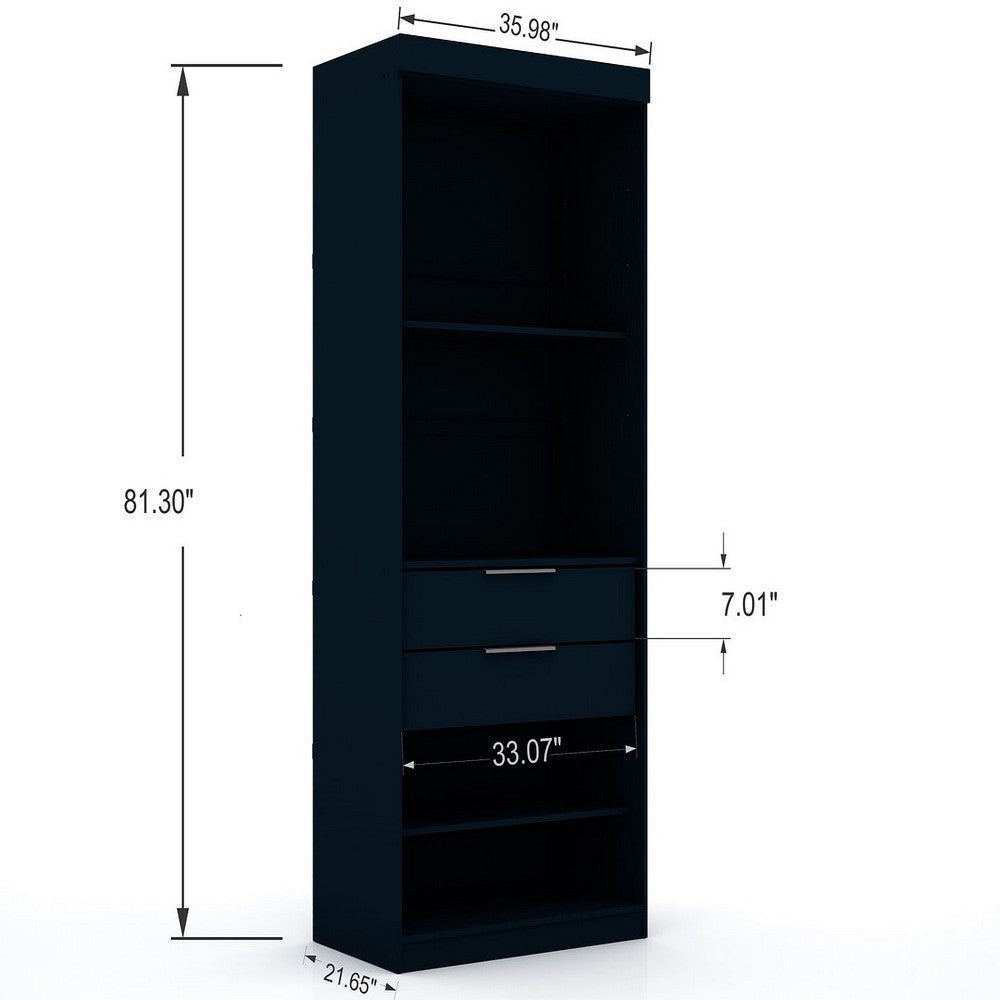 Mulberry Open 1 Sectional Modern Armoire Wardrobe Closet with 2 Drawers in Tatiana Midnight Blue MHC-109GMC4