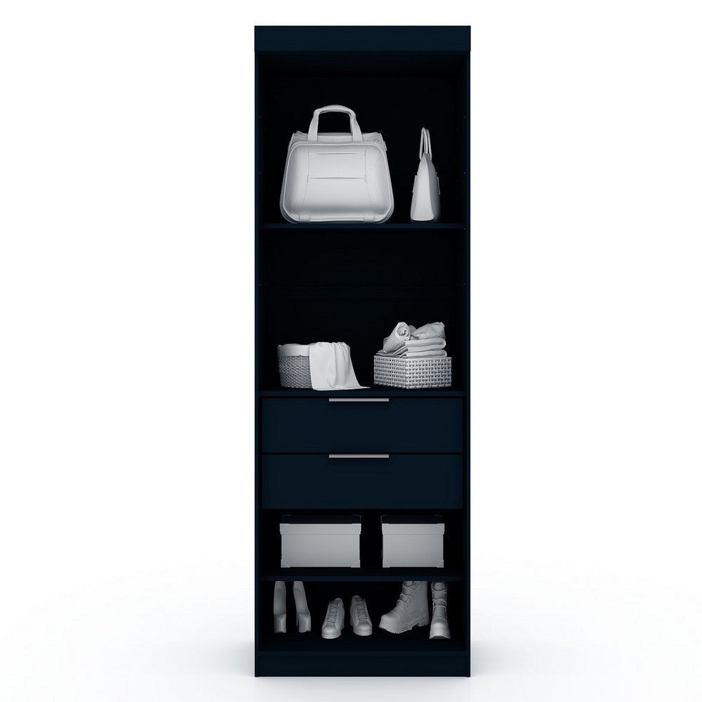 Mulberry Open 1 Sectional Modern Armoire Wardrobe Closet with 2 Drawers in Tatiana Midnight Blue MHC-109GMC4