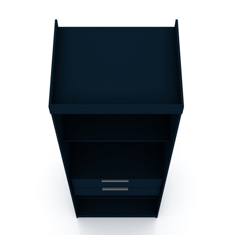 Mulberry Open 1 Sectional Modern Armoire Wardrobe Closet with 2 Drawers in Tatiana Midnight Blue MHC-109GMC4