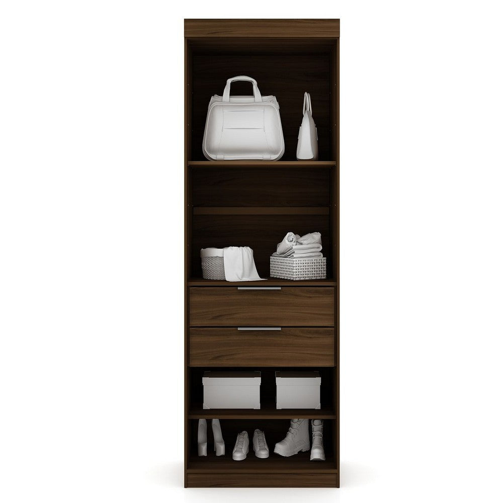 Mulberry Open 1 Sectional Modern Armoire Wardrobe Closet with 2 Drawers in Brown MHC-109GMC5