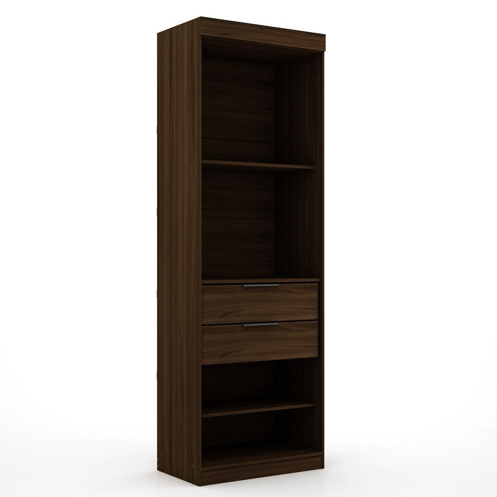Mulberry Open 1 Sectional Modern Armoire Wardrobe Closet with 2 Drawers in Brown MHC-109GMC5
