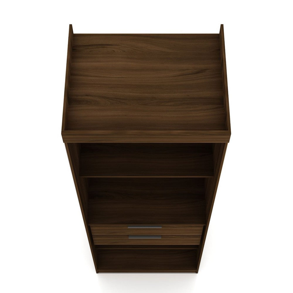 Mulberry Open 1 Sectional Modern Armoire Wardrobe Closet with 2 Drawers in Brown MHC-109GMC5
