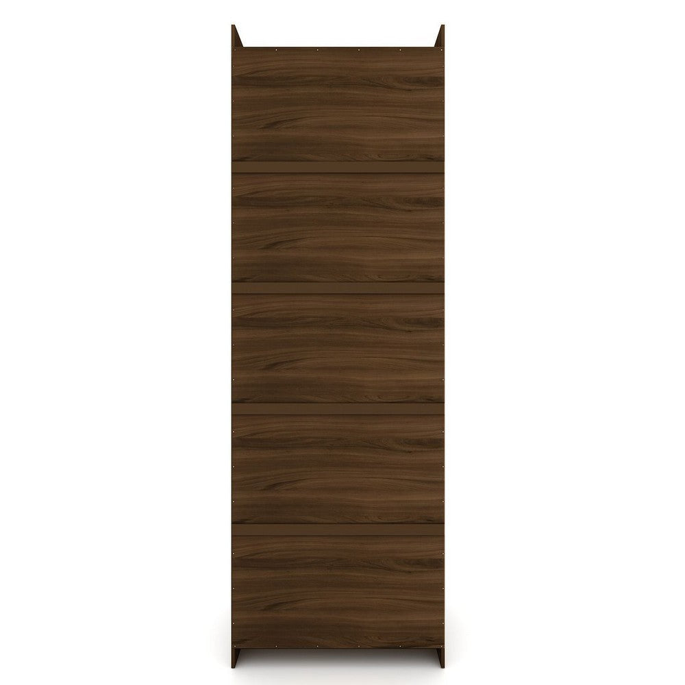 Mulberry Open 1 Sectional Modern Armoire Wardrobe Closet with 2 Drawers in Brown MHC-109GMC5