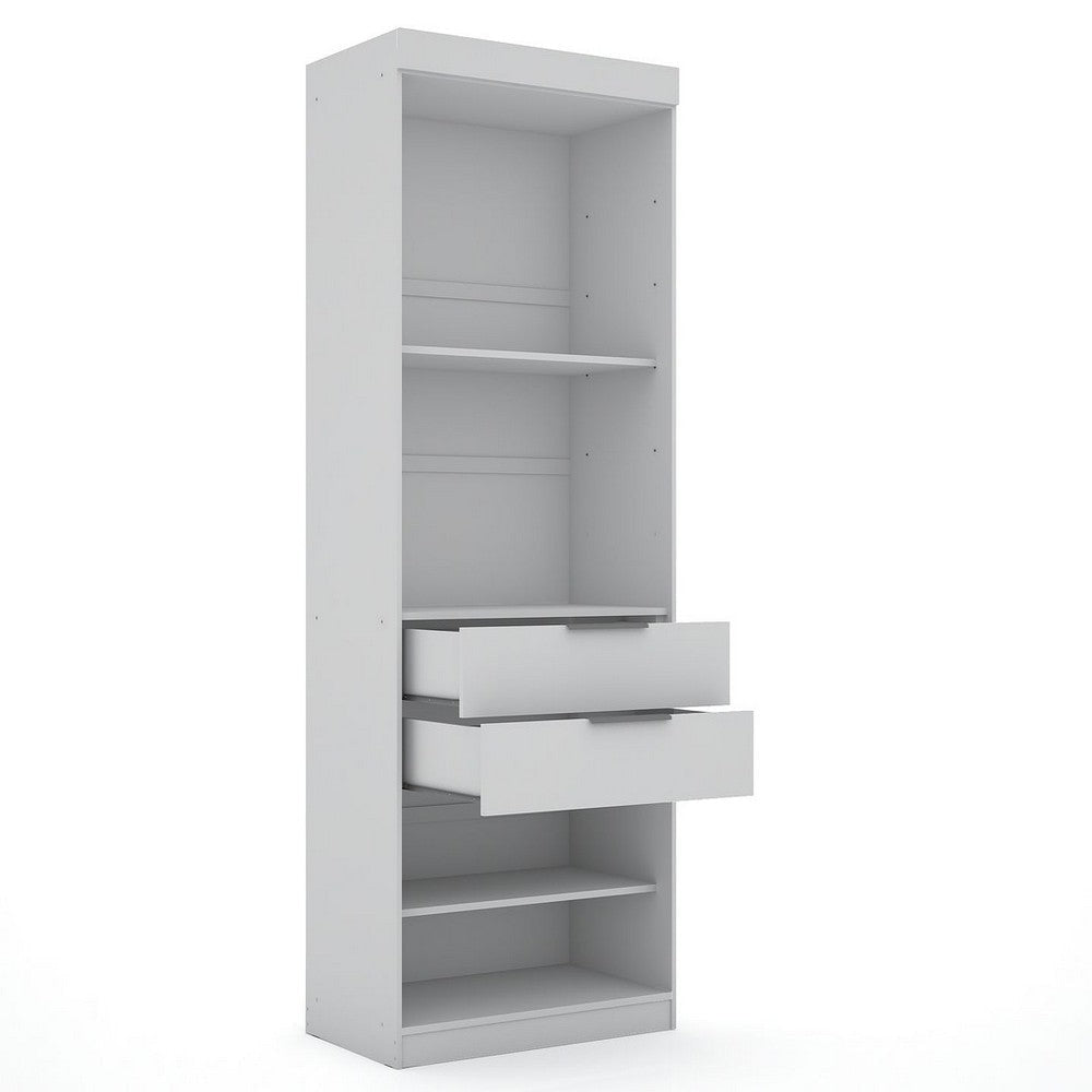 Mulberry Open 2 Sectional Modern Wardrobe Closet with 4 Drawers - Set of 2 in White MHC-112GMC1