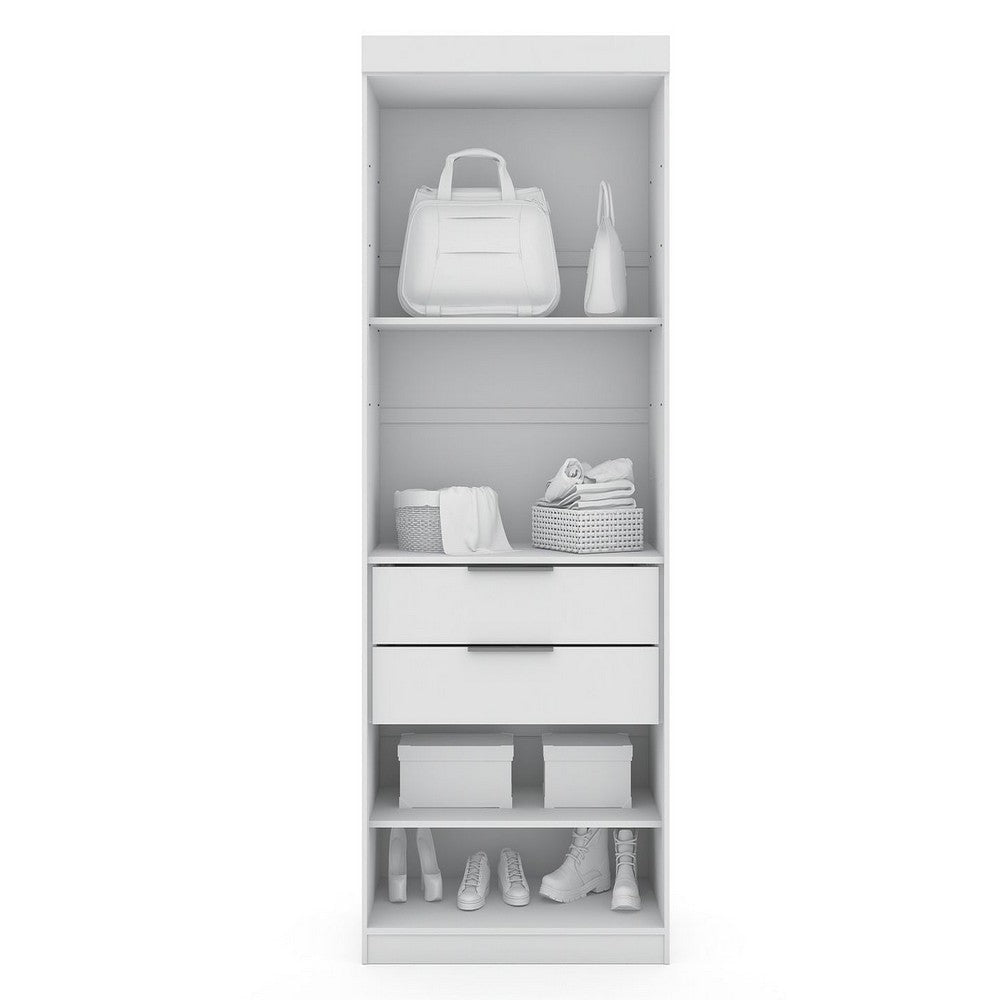 Mulberry Open 2 Sectional Modern Wardrobe Closet with 4 Drawers - Set of 2 in White MHC-112GMC1