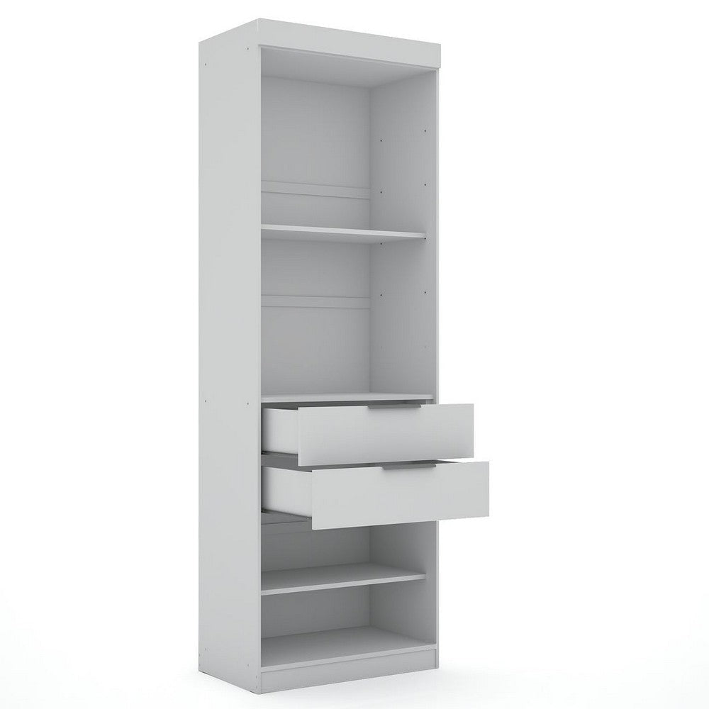 Mulberry 2.0 Sectional Modern Armoire Wardrobe Closet with 2 Drawers in White MHC-116GMC1