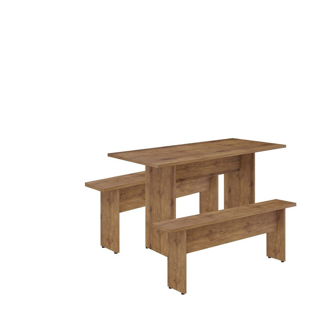 NoMad 67.91 Rustic Country Dining Set of 3 in Nature