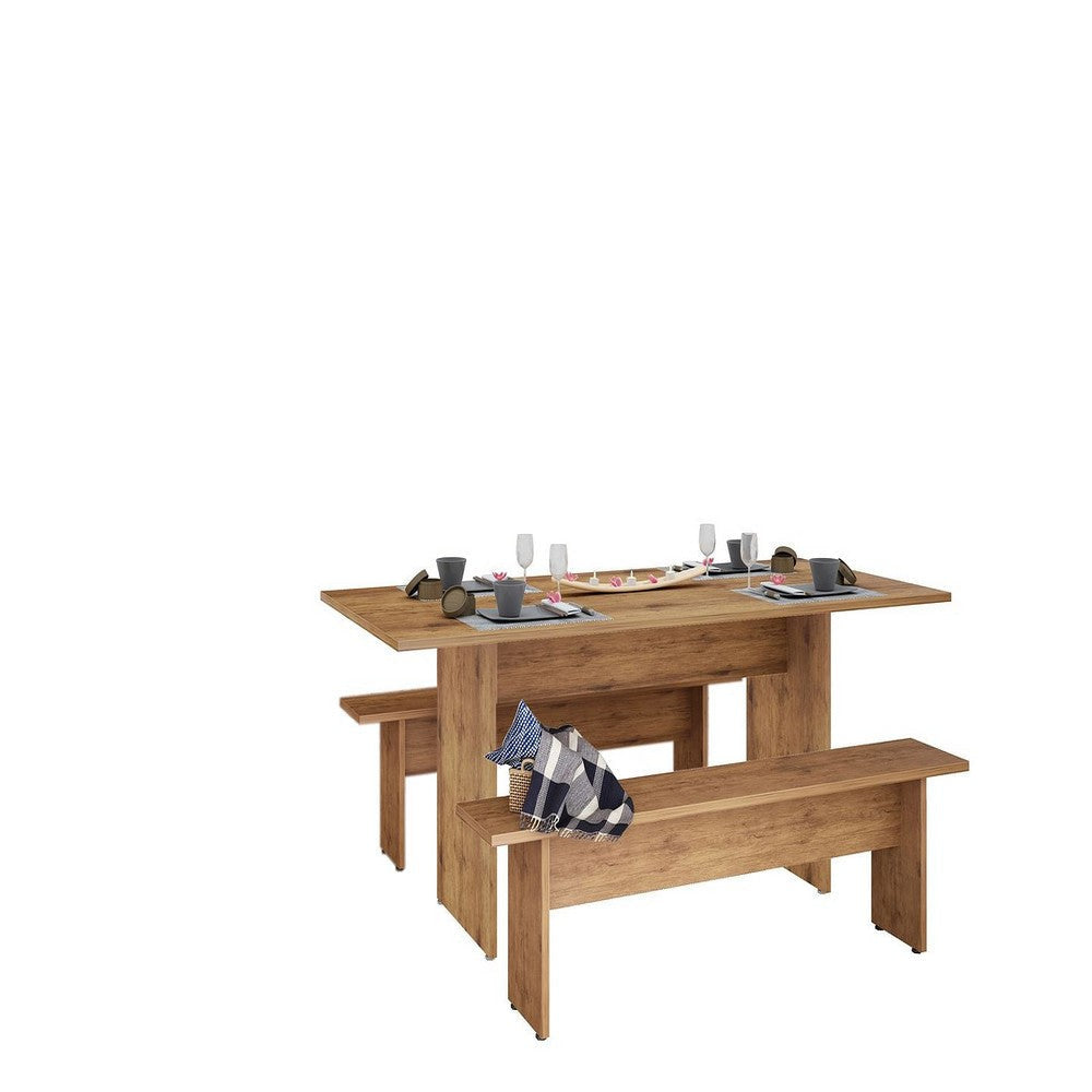 NoMad 67.91 Rustic Country Dining Set of 3 in Nature MHC-126GMC77