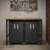 3-Piece Fortress Mobile Space-Saving Steel Garage Cabinet and Worktable 1.0 in Charcoal Grey
