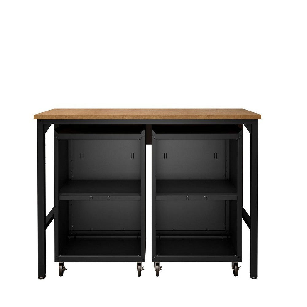 3-Piece Fortress Mobile Space-Saving Steel Garage Cabinet and Worktable 1.0 in Charcoal Grey MHC-14GMC-CH