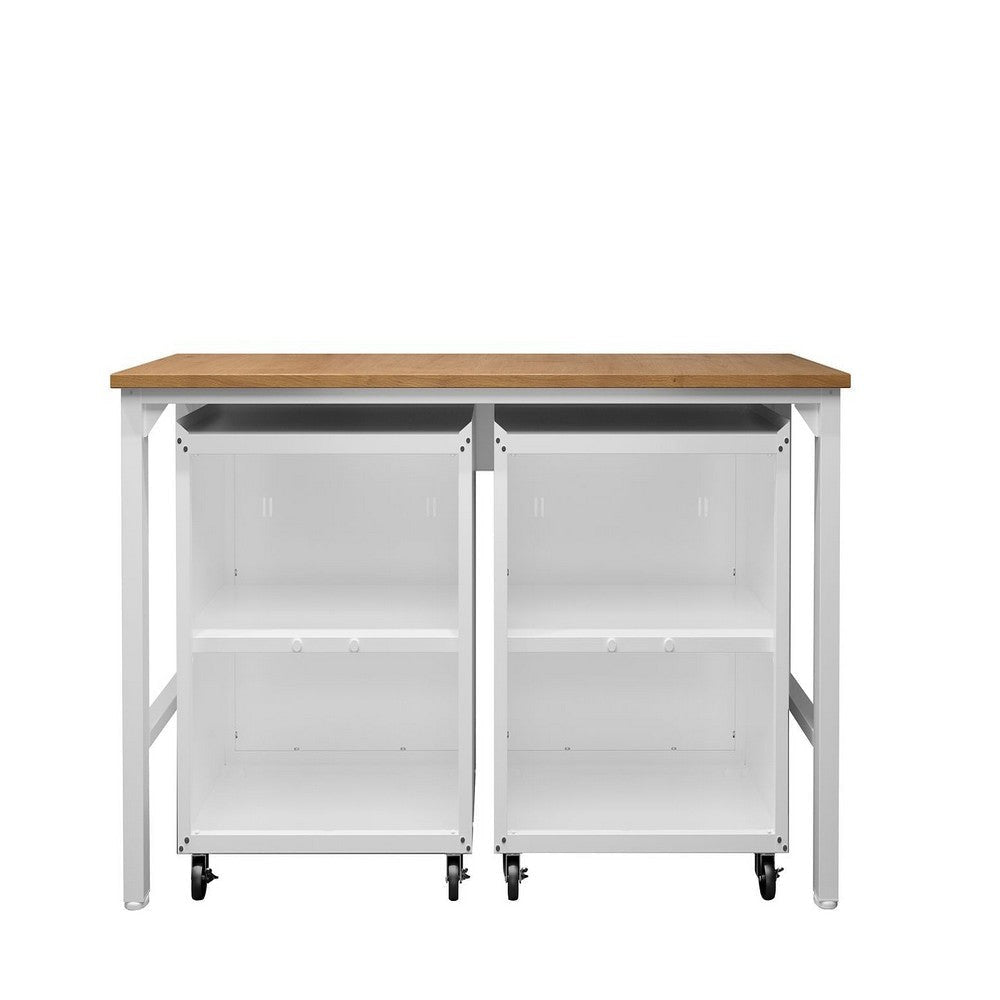 3-Piece Fortress Mobile Space-Saving Steel Garage Cabinet and Worktable 1.0 in White MHC-14GMC-WH