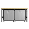 3-Piece Fortress Mobile Space-Saving Steel Garage Cabinet and Worktable 1.0  in Grey