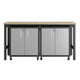 3-Piece Fortress Mobile Space-Saving Steel Garage Cabinet and Worktable 1.0  in Grey