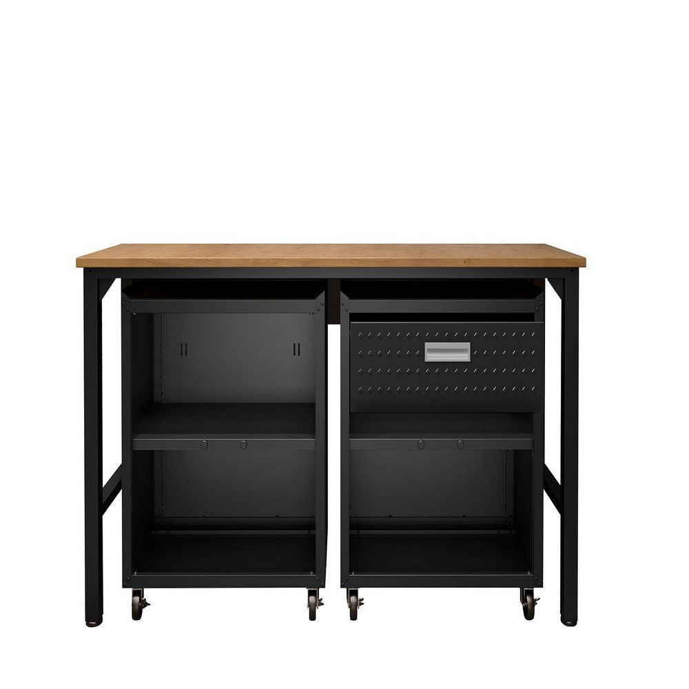 3-Piece Fortress Mobile Space-Saving Steel Garage Cabinet and Worktable 2.0 in Charcoal Grey MHC-15GMC-CH